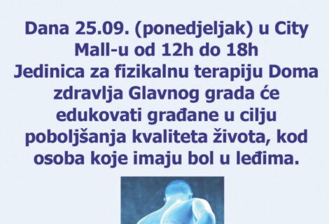 Najava – Edukacija u cilju poboljšanja kvaliteta života za osobe koje imaju bol u ledjima – 25.09 City Mall 12h do 18h